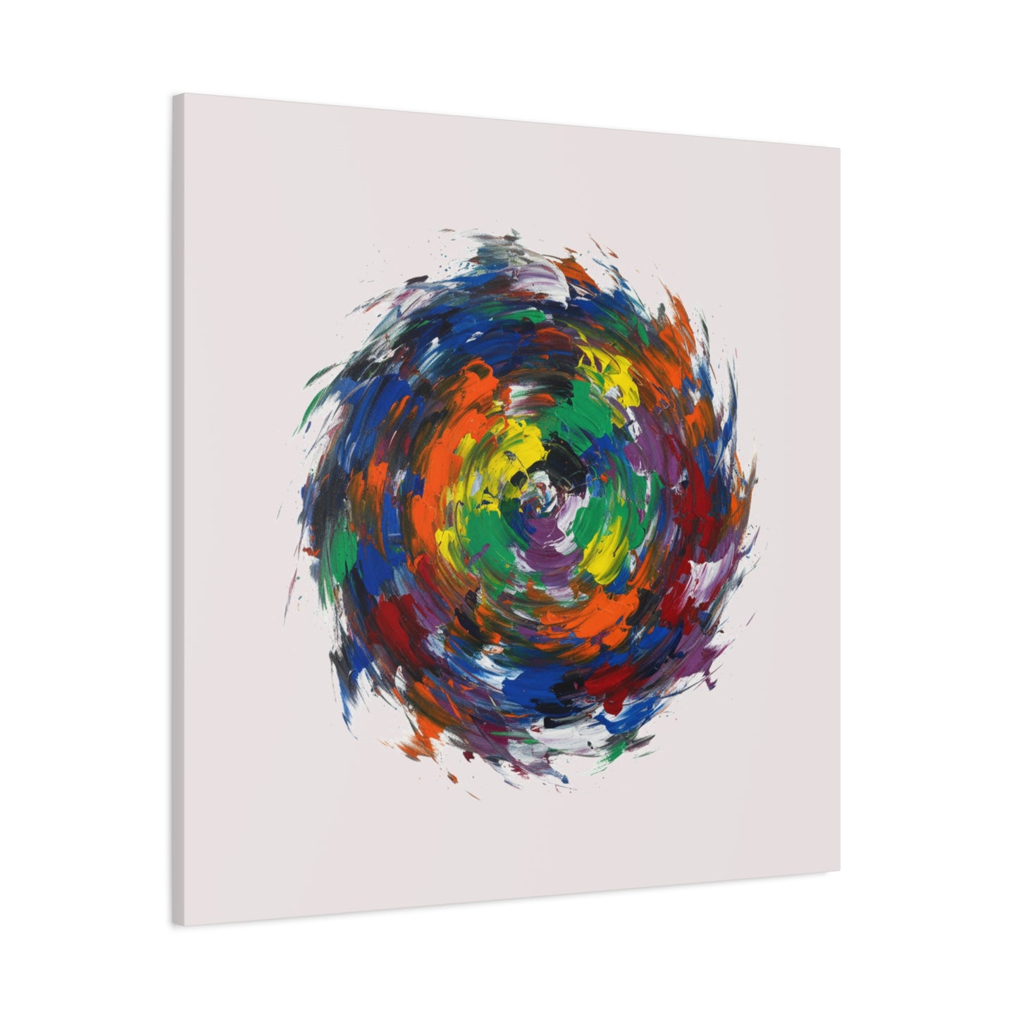 Abstract Color Swirl Canvas - Vibrant Circular Brushstroke Wall Art (Matte Stretched)