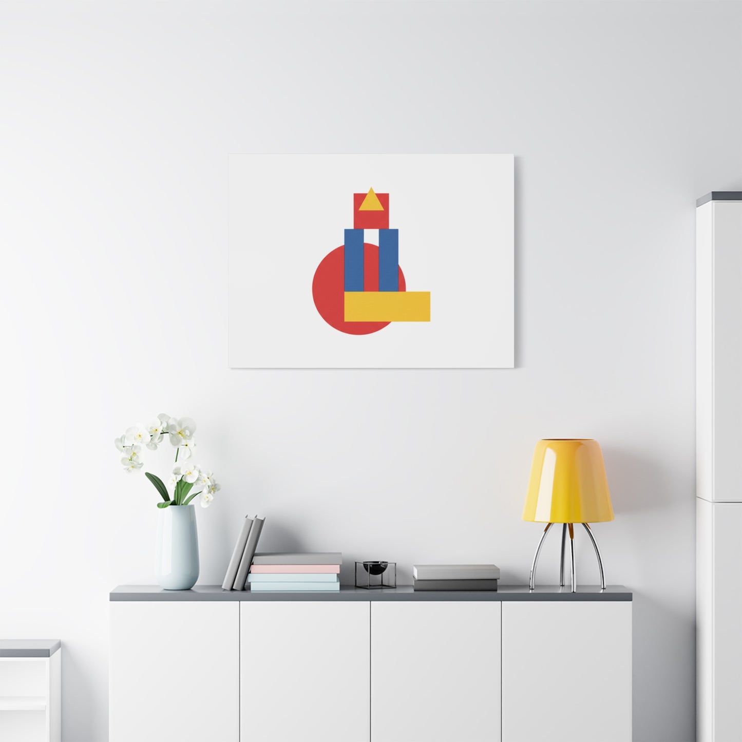 Abstract Geometric Shape Canvas Print — Minimalist Primary Color Wall Art