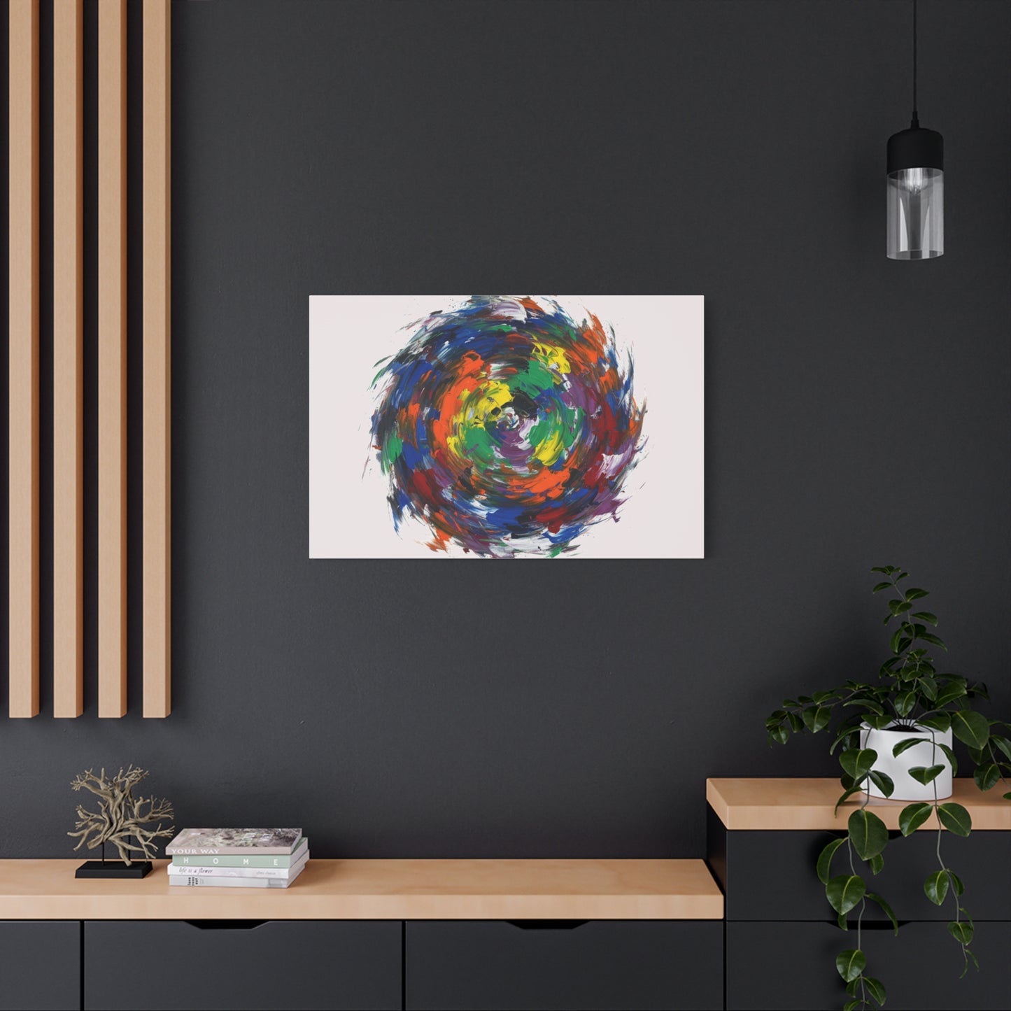 Abstract Color Swirl Canvas - Vibrant Circular Brushstroke Wall Art (Matte Stretched)