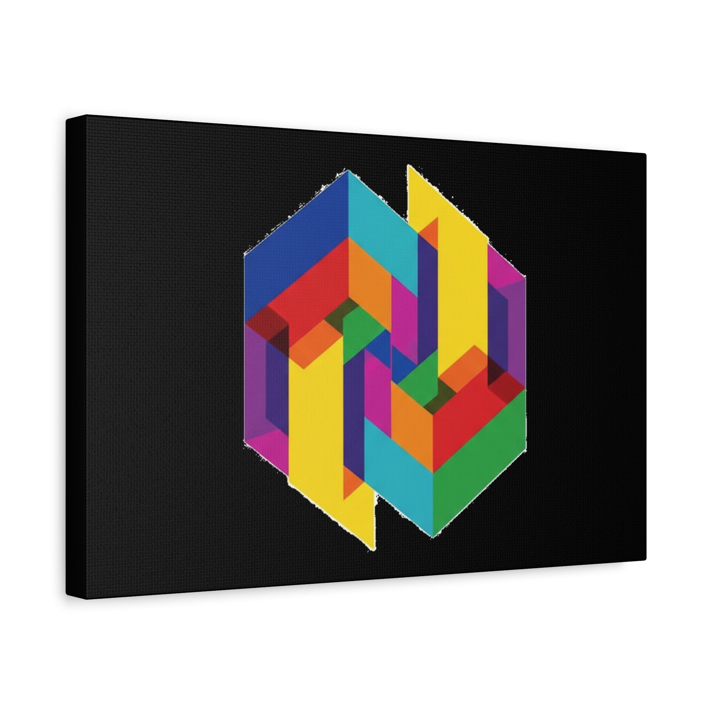Colorful Geometric Cube Canvas Print — Modern Abstract Wall Art