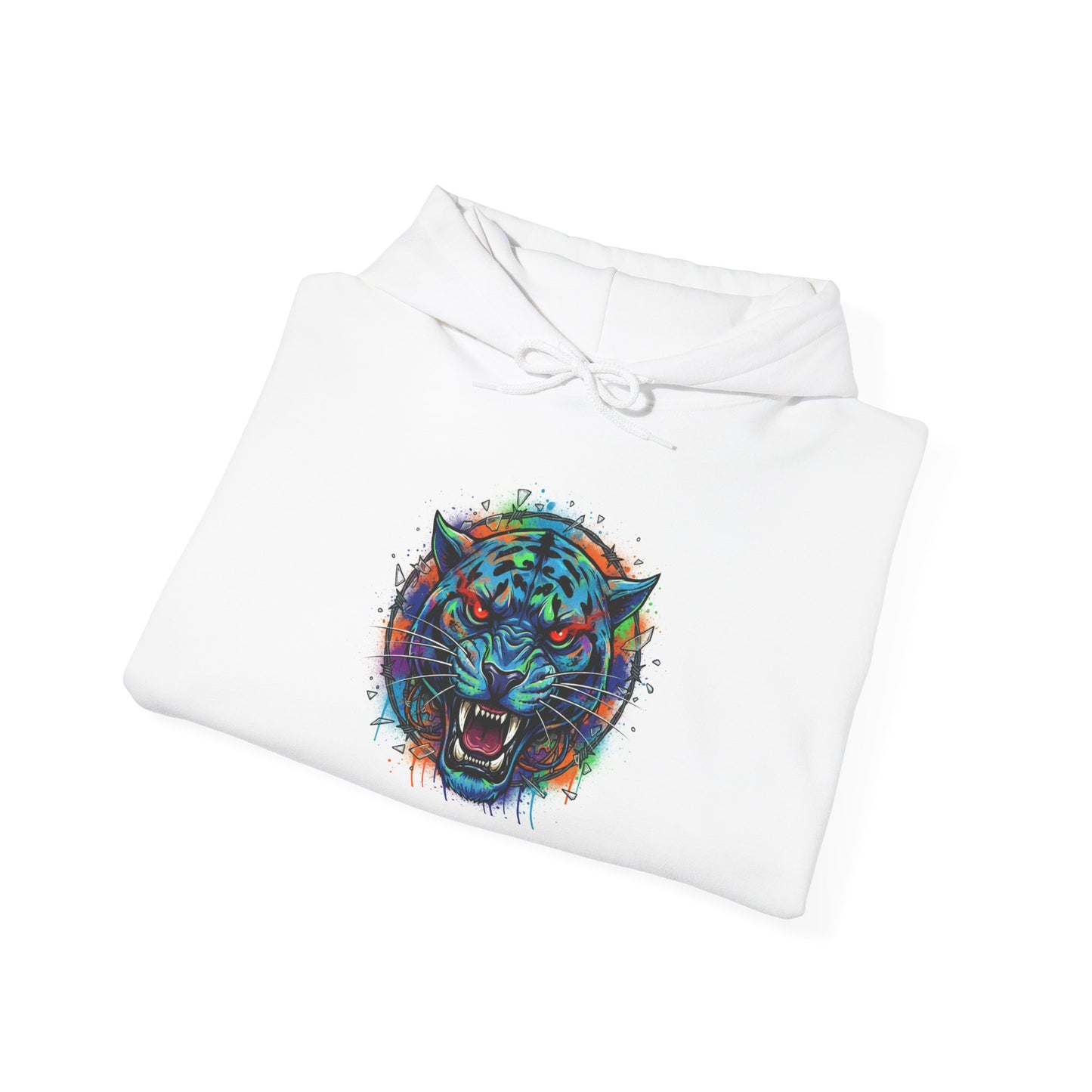 Wolf Head Hoodie — Vibrant Tribal Neon Wolf Sweatshirt