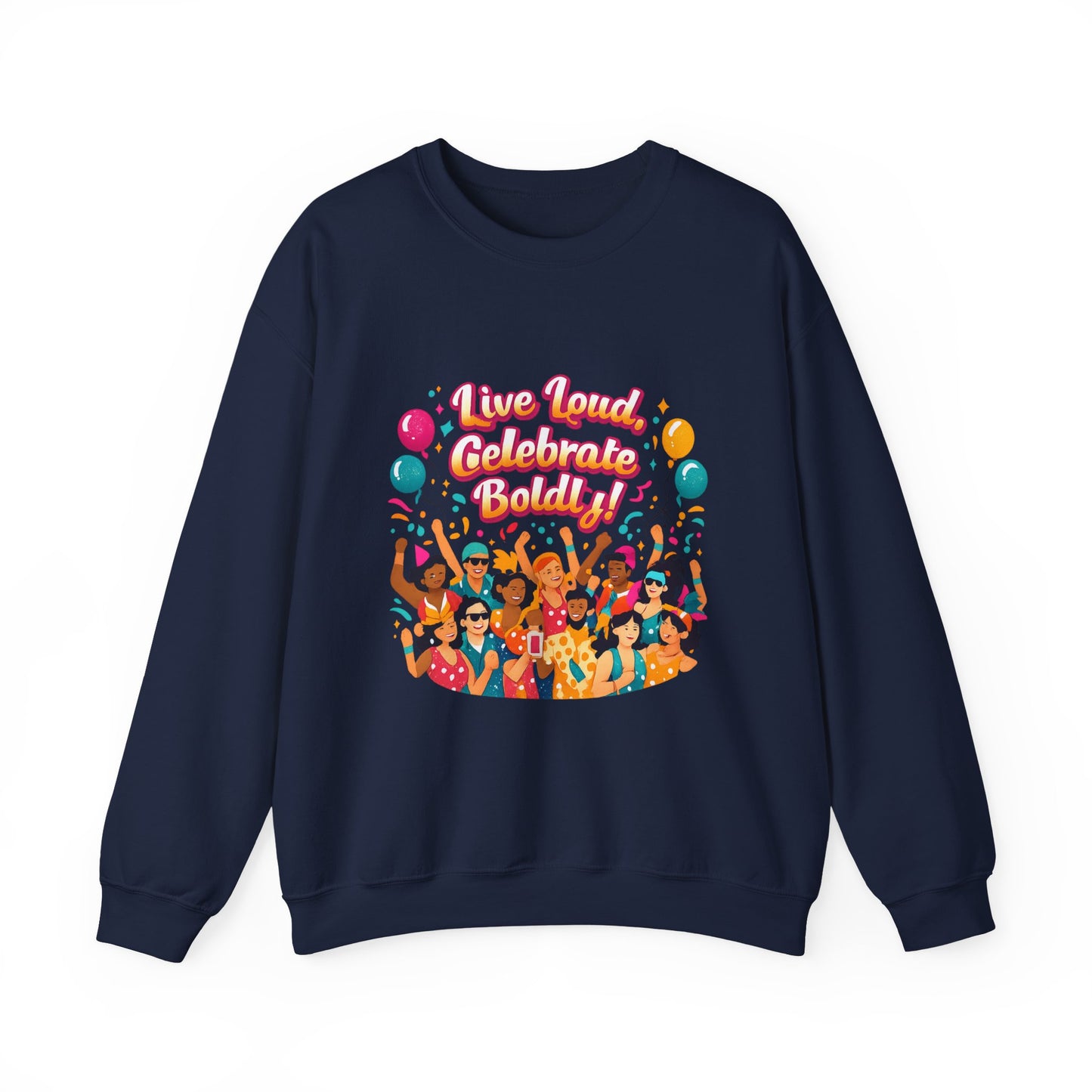 Celebrate Boldly Sweatshirt | carnival confetti colorblocked neon brights