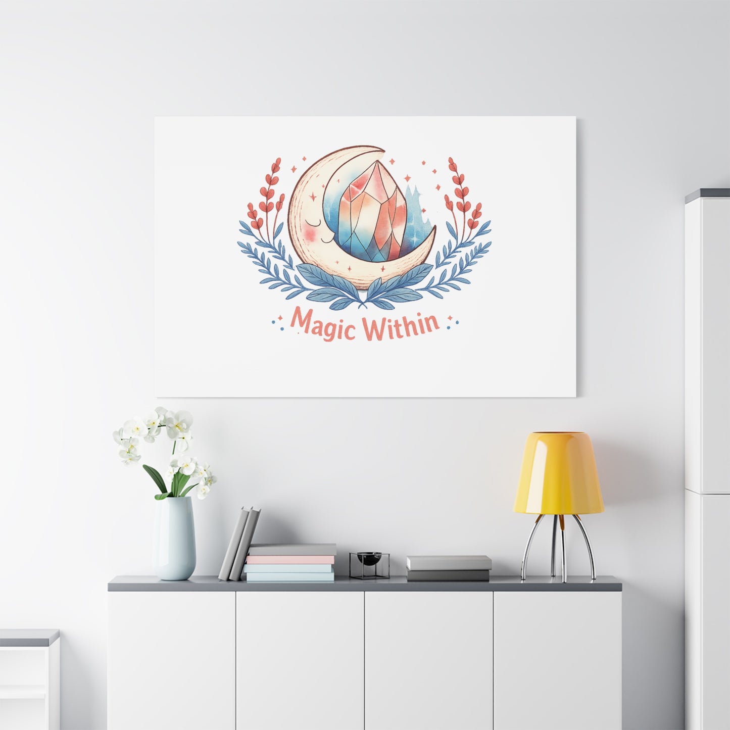 Magic Within Moon Crystal Canvas | witchcore, moon phase, crystals