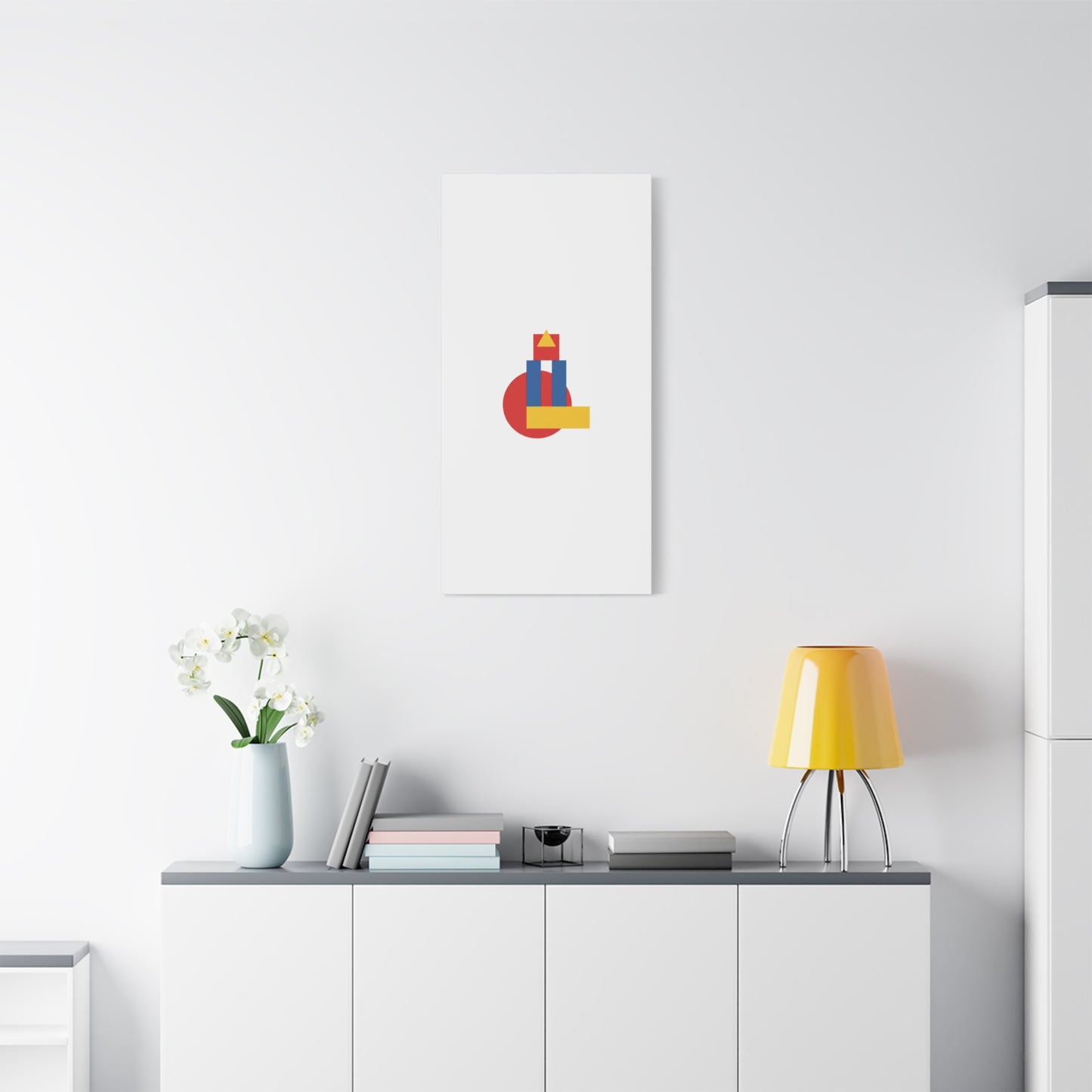 Abstract Geometric Shape Canvas Print — Minimalist Primary Color Wall Art