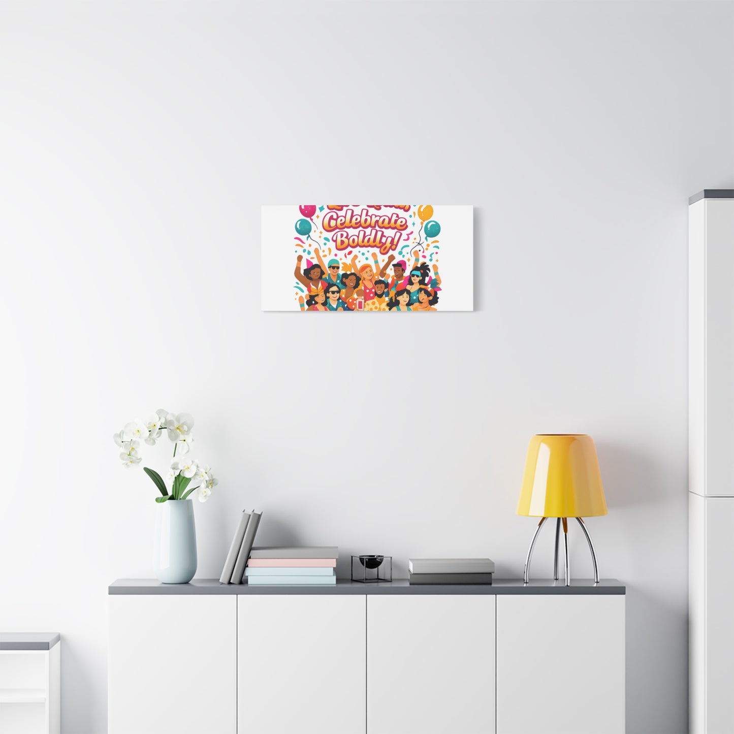 Live Loud Celebrate Boldly Canvas | Carnival Fiesta Confetti, Neon brights