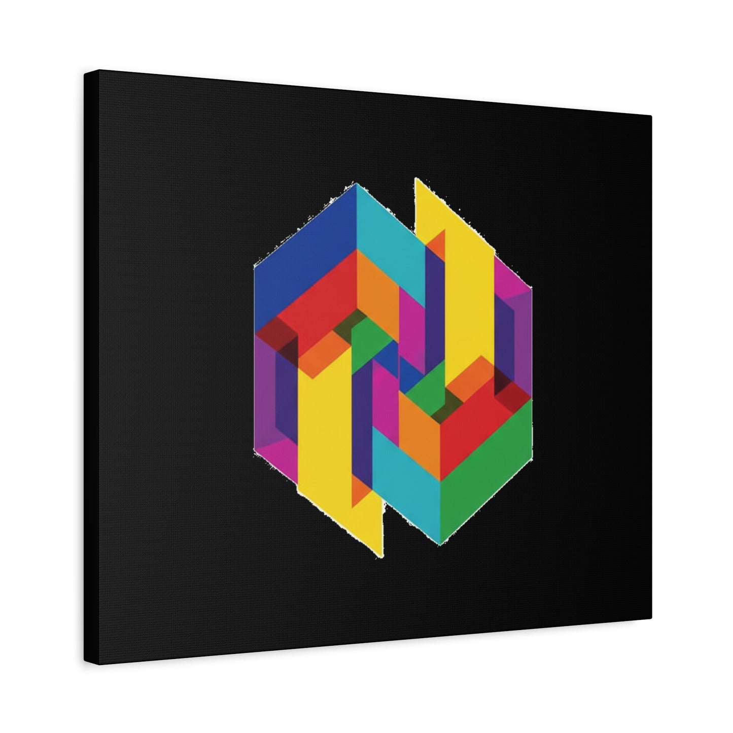 Colorful Geometric Cube Canvas Print — Modern Abstract Wall Art