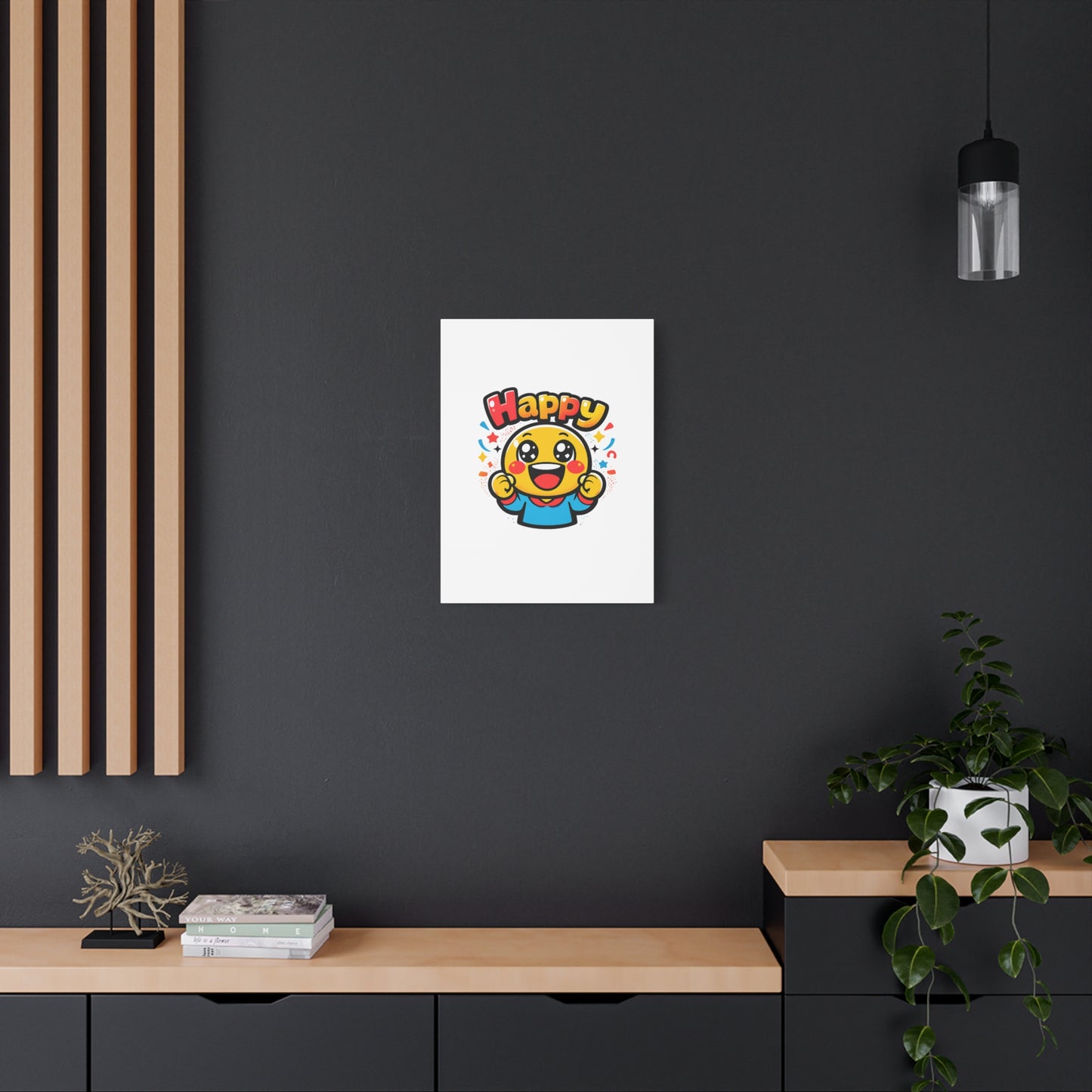 Happy Emoji Cartoon Canvas | Bold Cartoon, Thick Outline, Kawaii Minimal