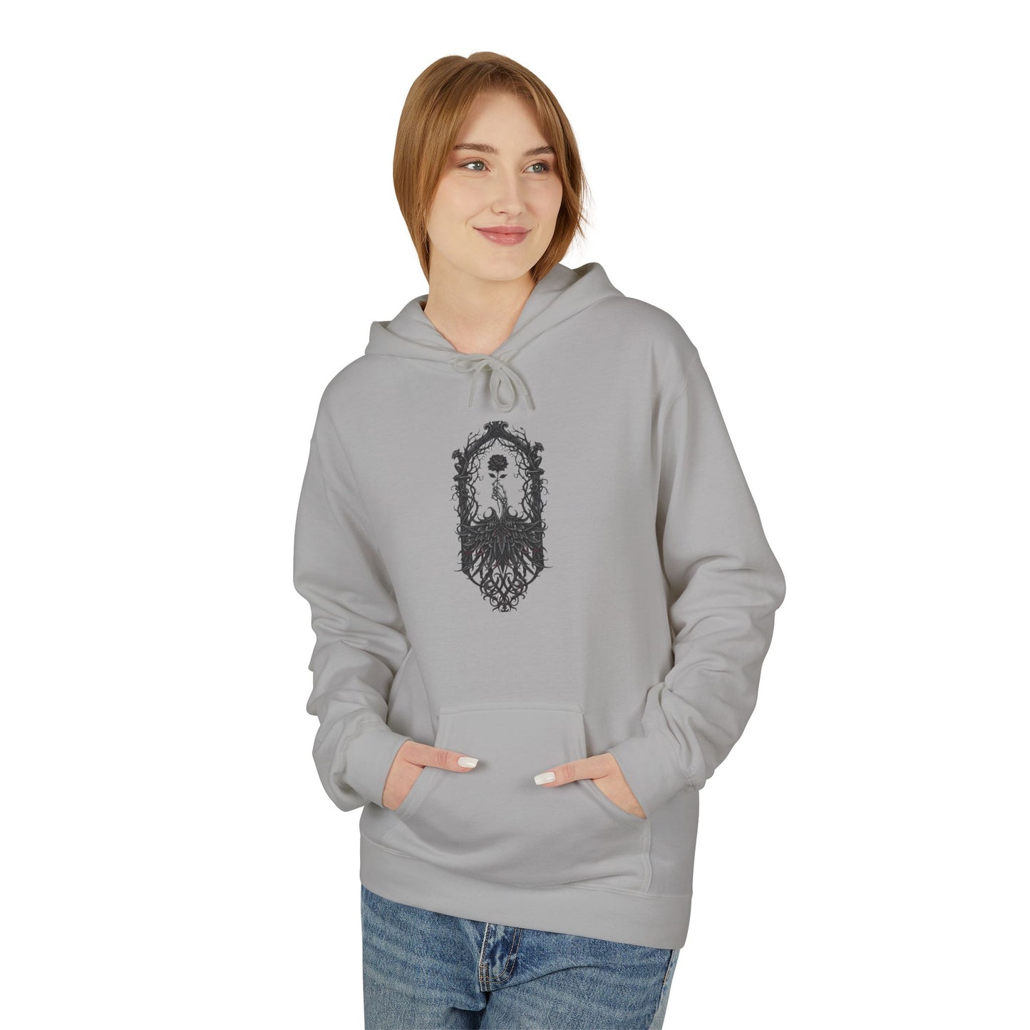 Wolf Crest Hoodie — Monochrome Forest Wolf Emblem