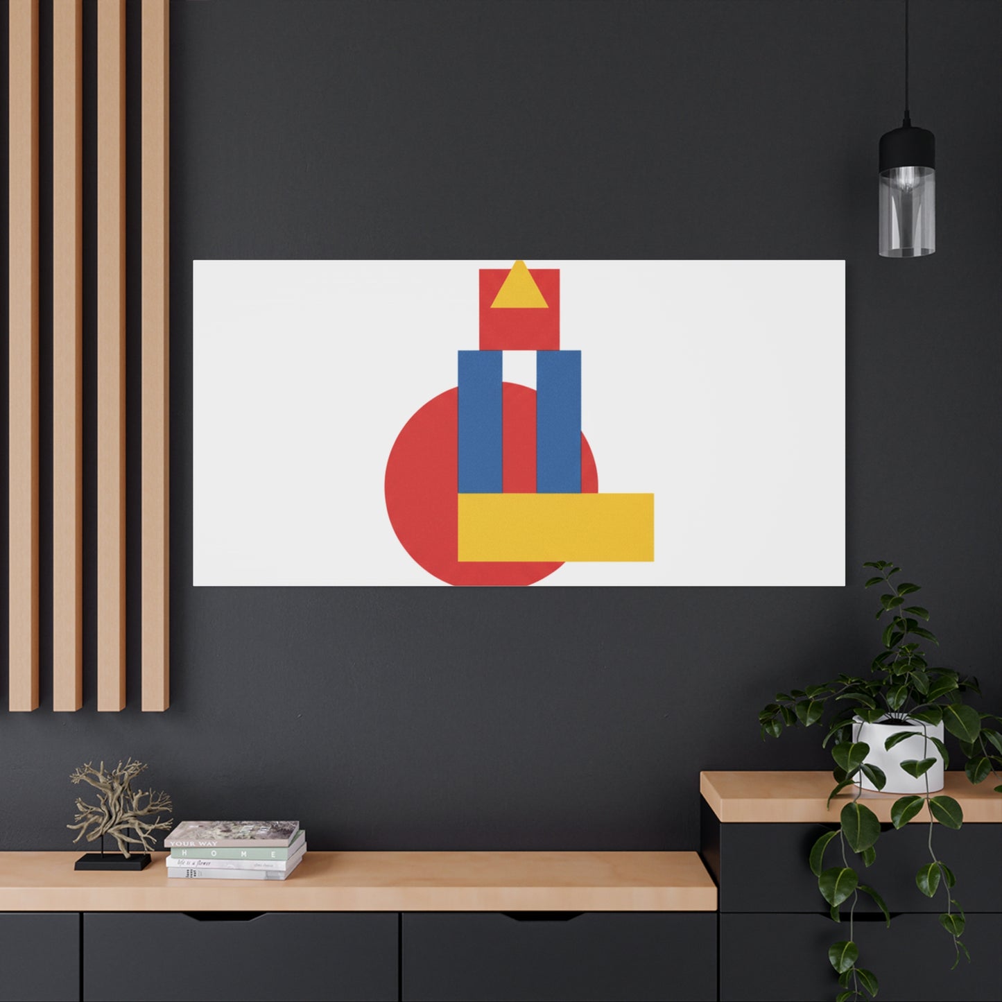 Abstract Geometric Shape Canvas Print — Minimalist Primary Color Wall Art