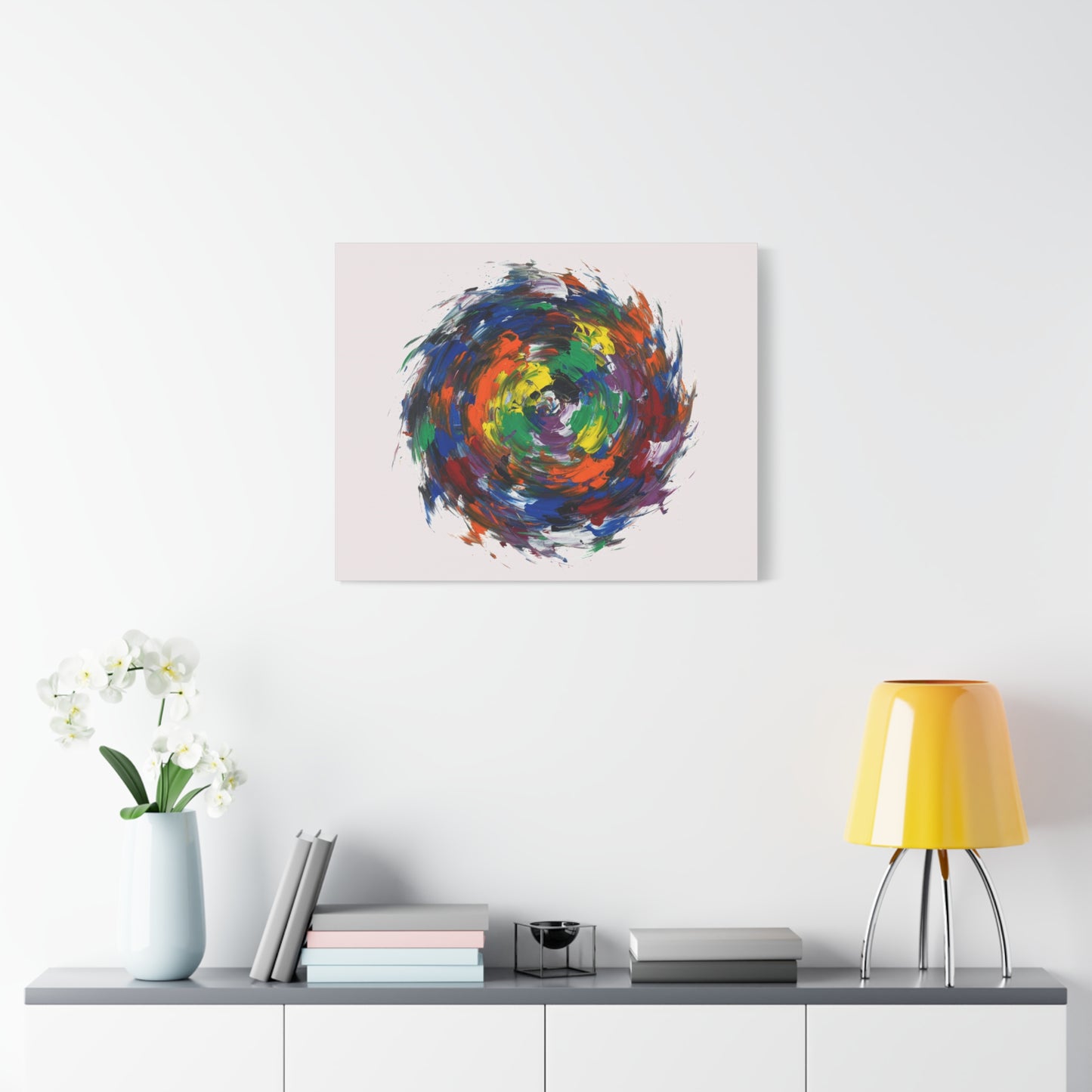 Abstract Color Swirl Canvas - Vibrant Circular Brushstroke Wall Art (Matte Stretched)