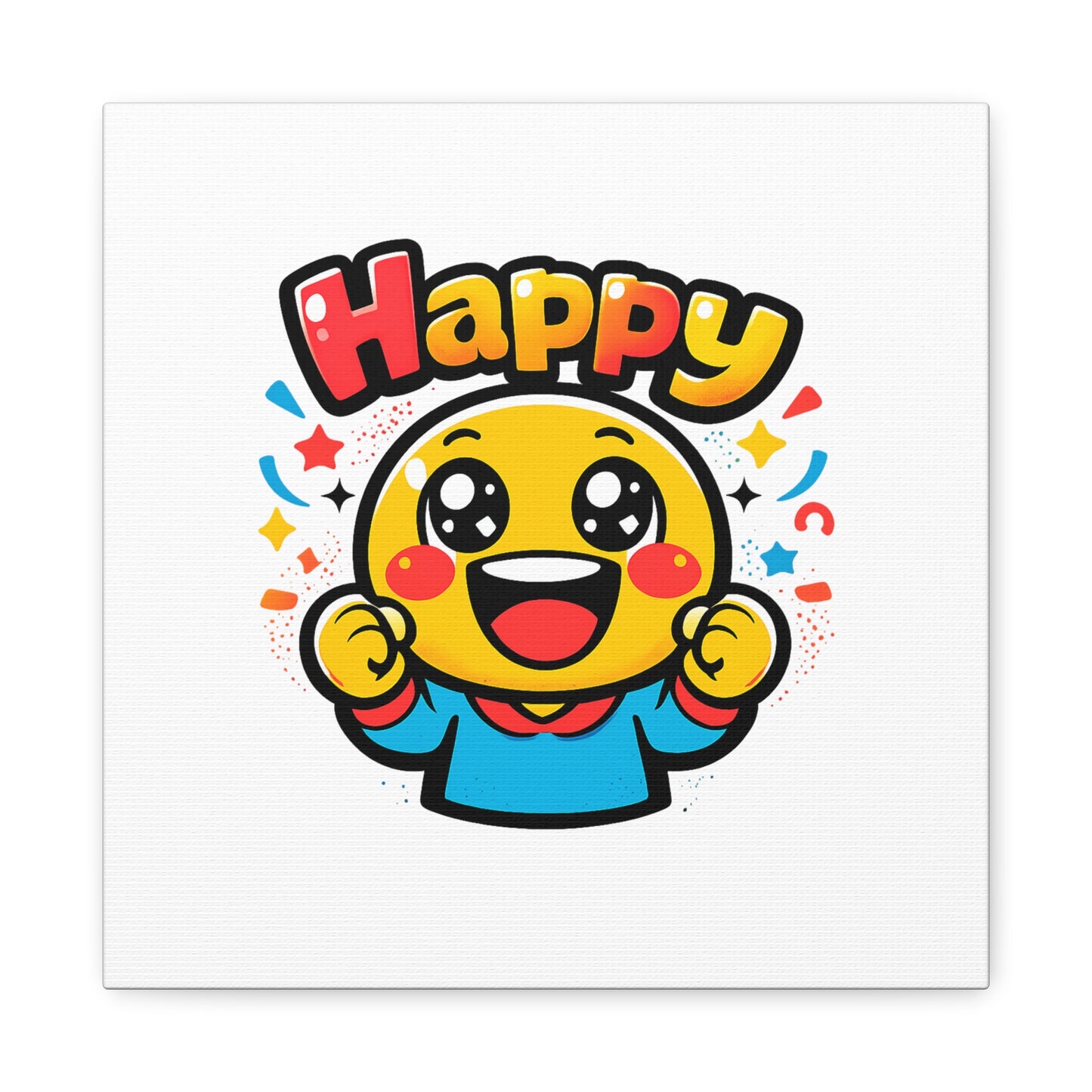 Happy Emoji Cartoon Canvas | Bold Cartoon, Thick Outline, Kawaii Minimal