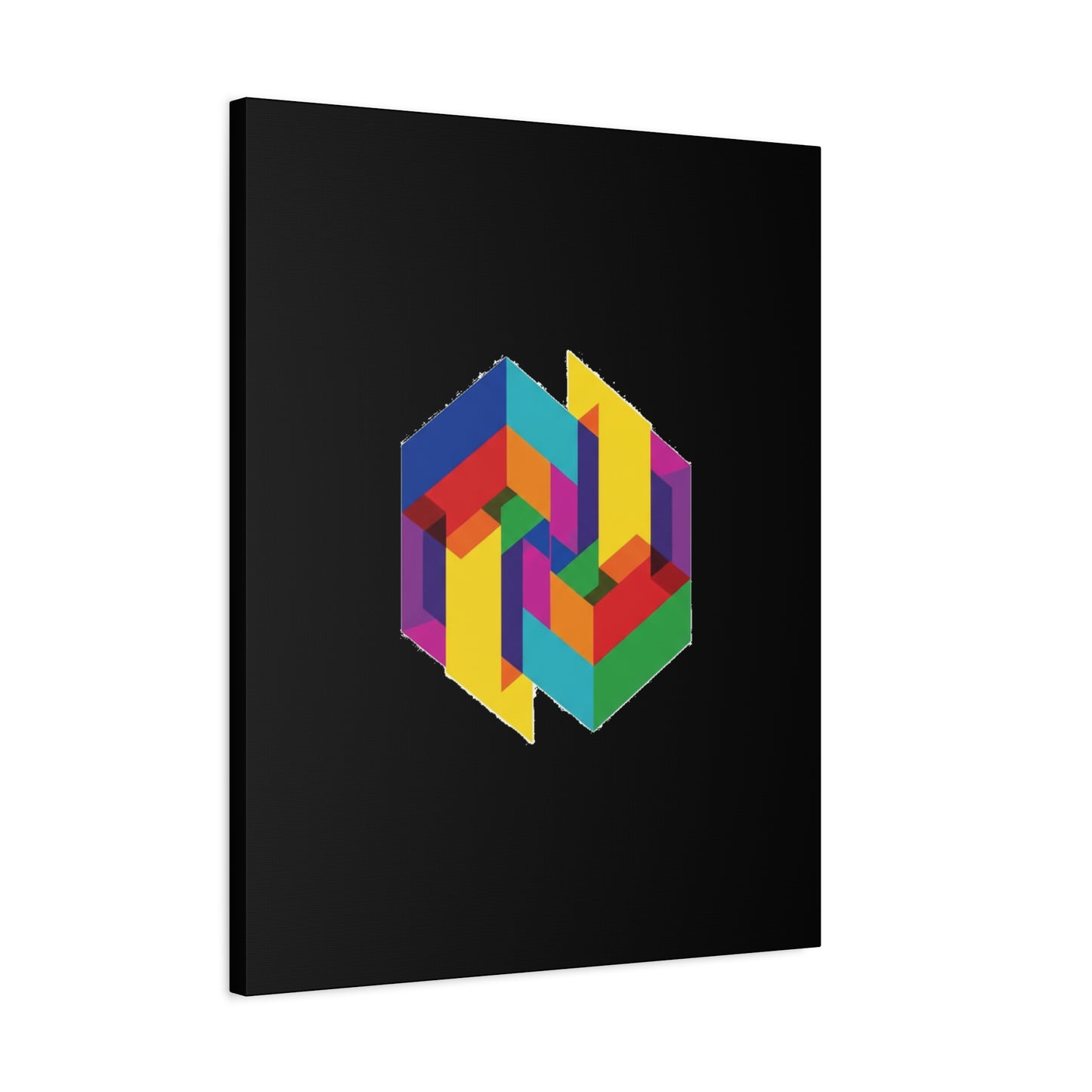 Colorful Geometric Cube Canvas Print — Modern Abstract Wall Art
