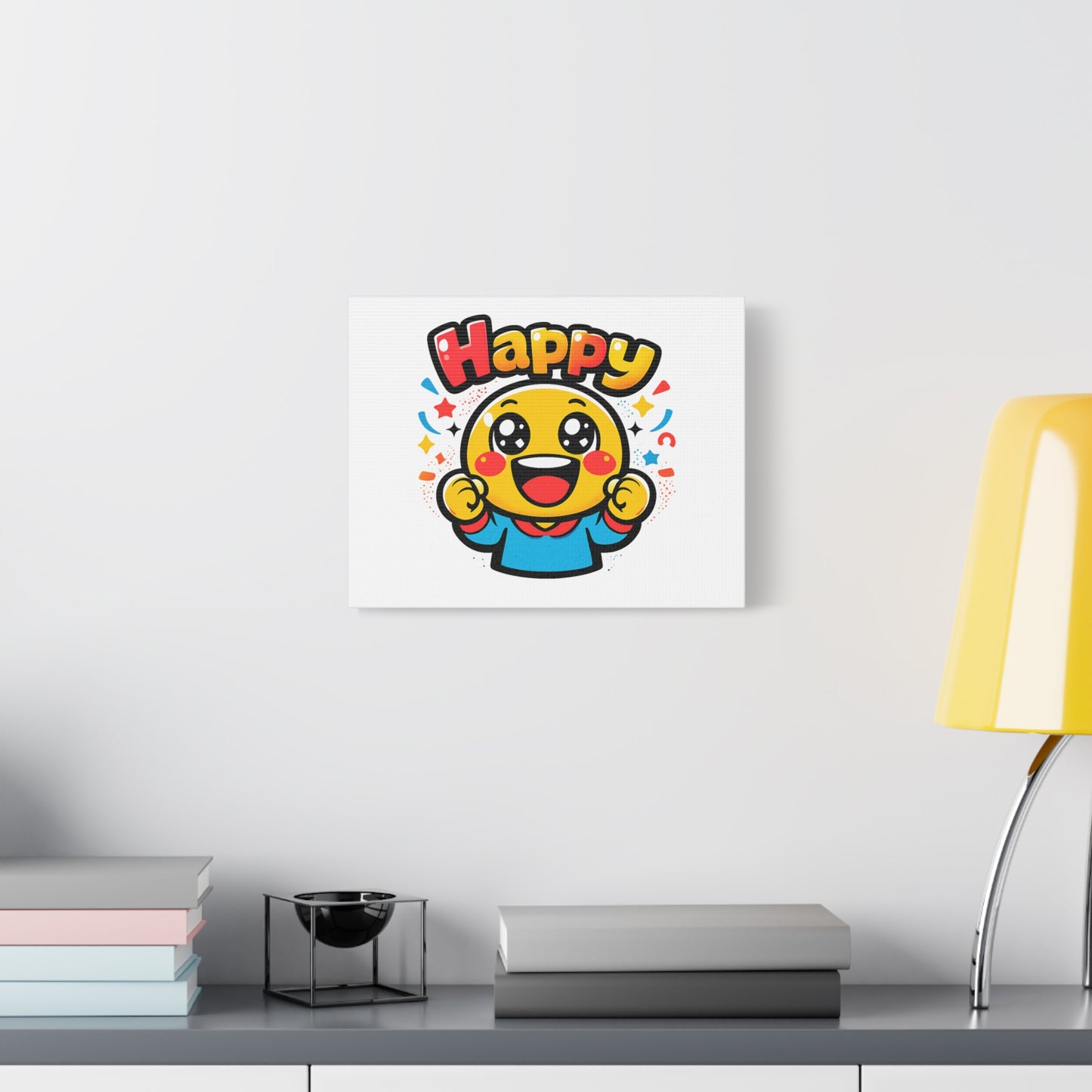 Happy Emoji Cartoon Canvas | Bold Cartoon, Thick Outline, Kawaii Minimal