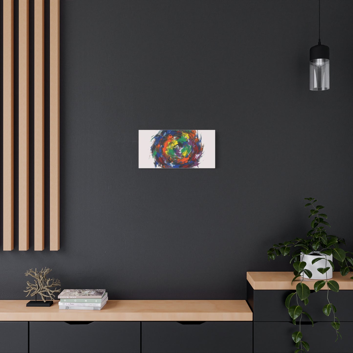 Abstract Color Swirl Canvas - Vibrant Circular Brushstroke Wall Art (Matte Stretched)