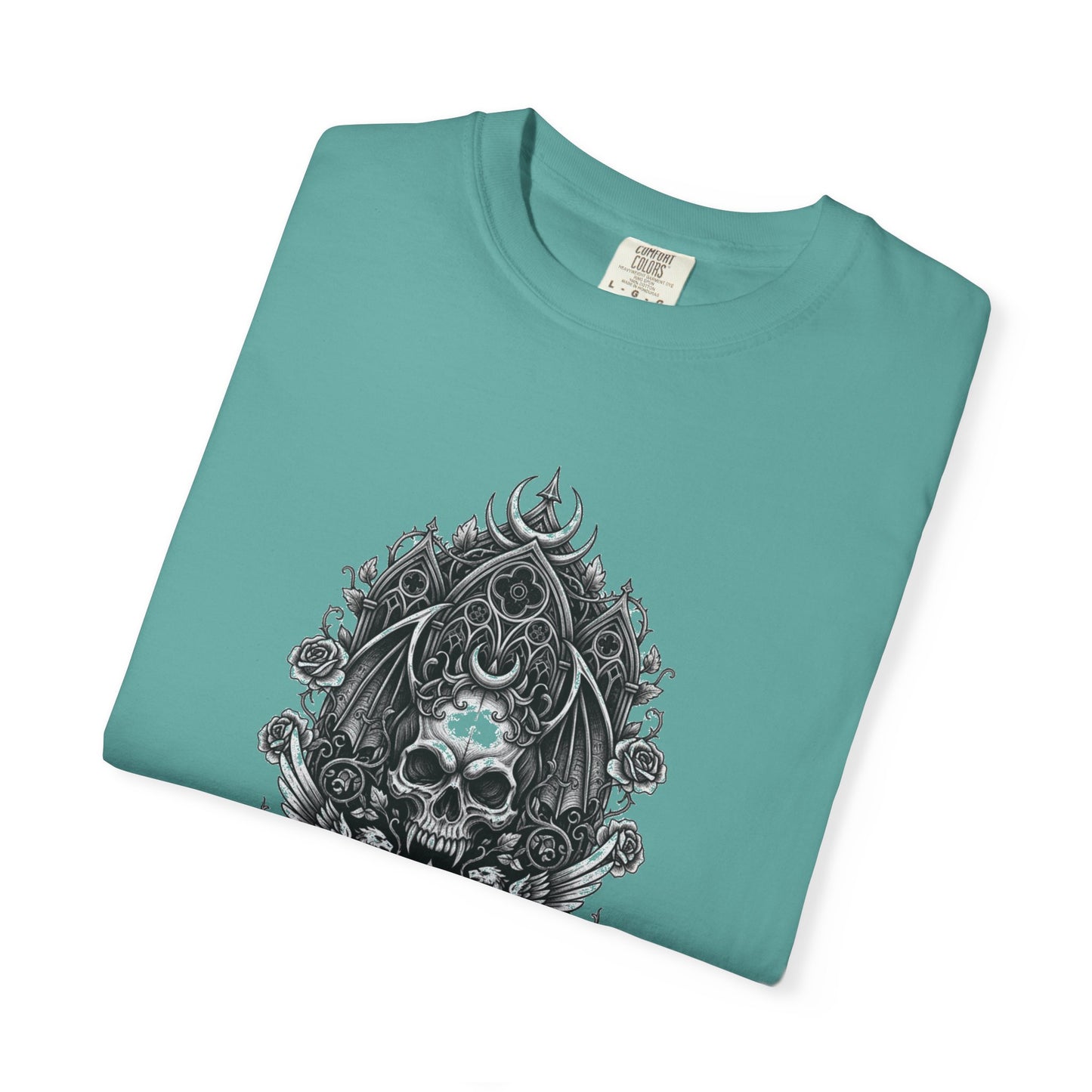 Skull & Cross Key Gothic T-Shirt — Ornate Dark Art Graphic Tee