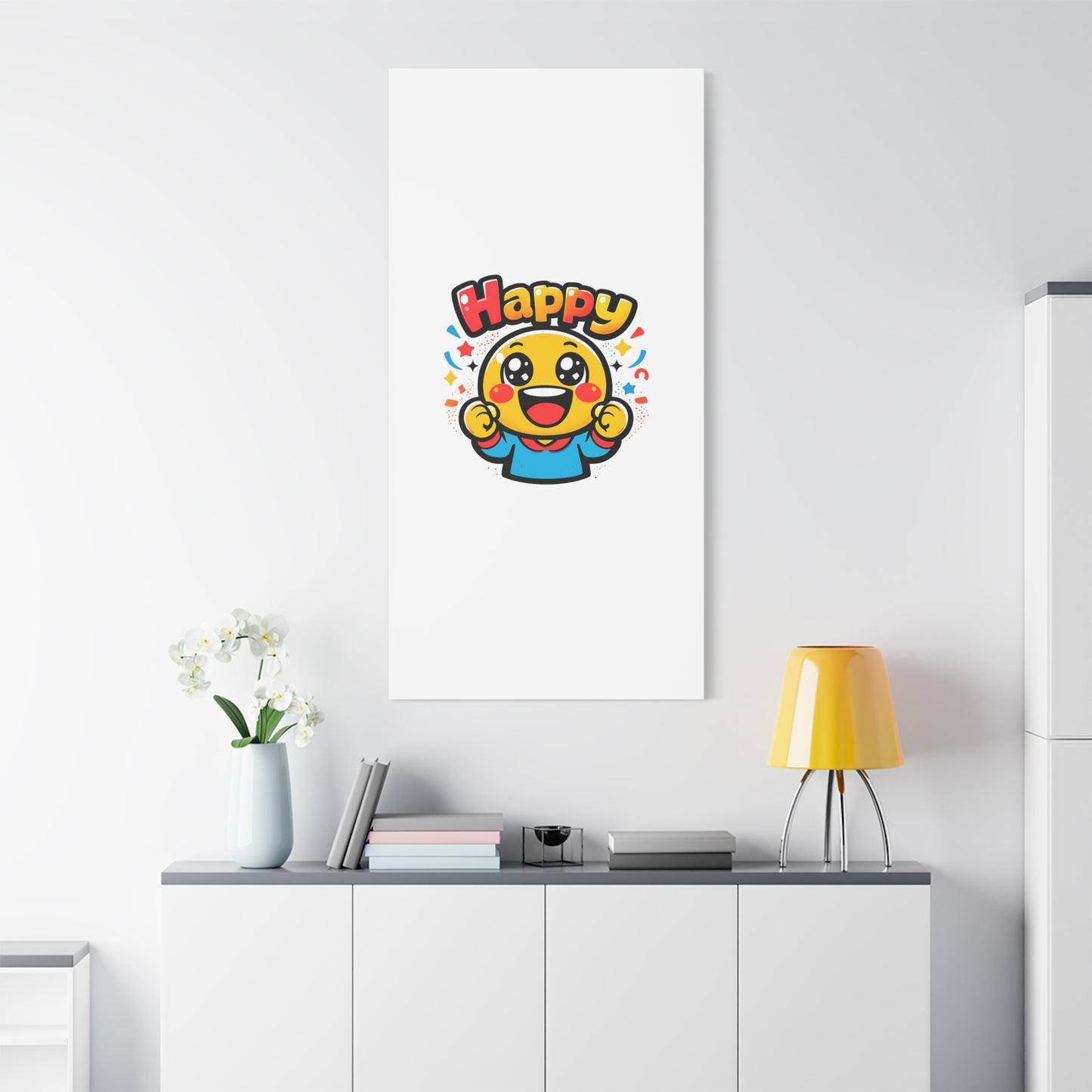 Happy Emoji Cartoon Canvas | Bold Cartoon, Thick Outline, Kawaii Minimal