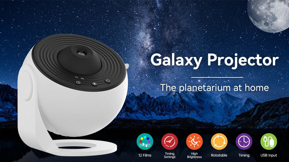 2026 New Decoration Gift for Kids 360° Rotate Galaxy Starry Sky Projector Night Light Planetarium Lamp for Bedroom Holiday Joy