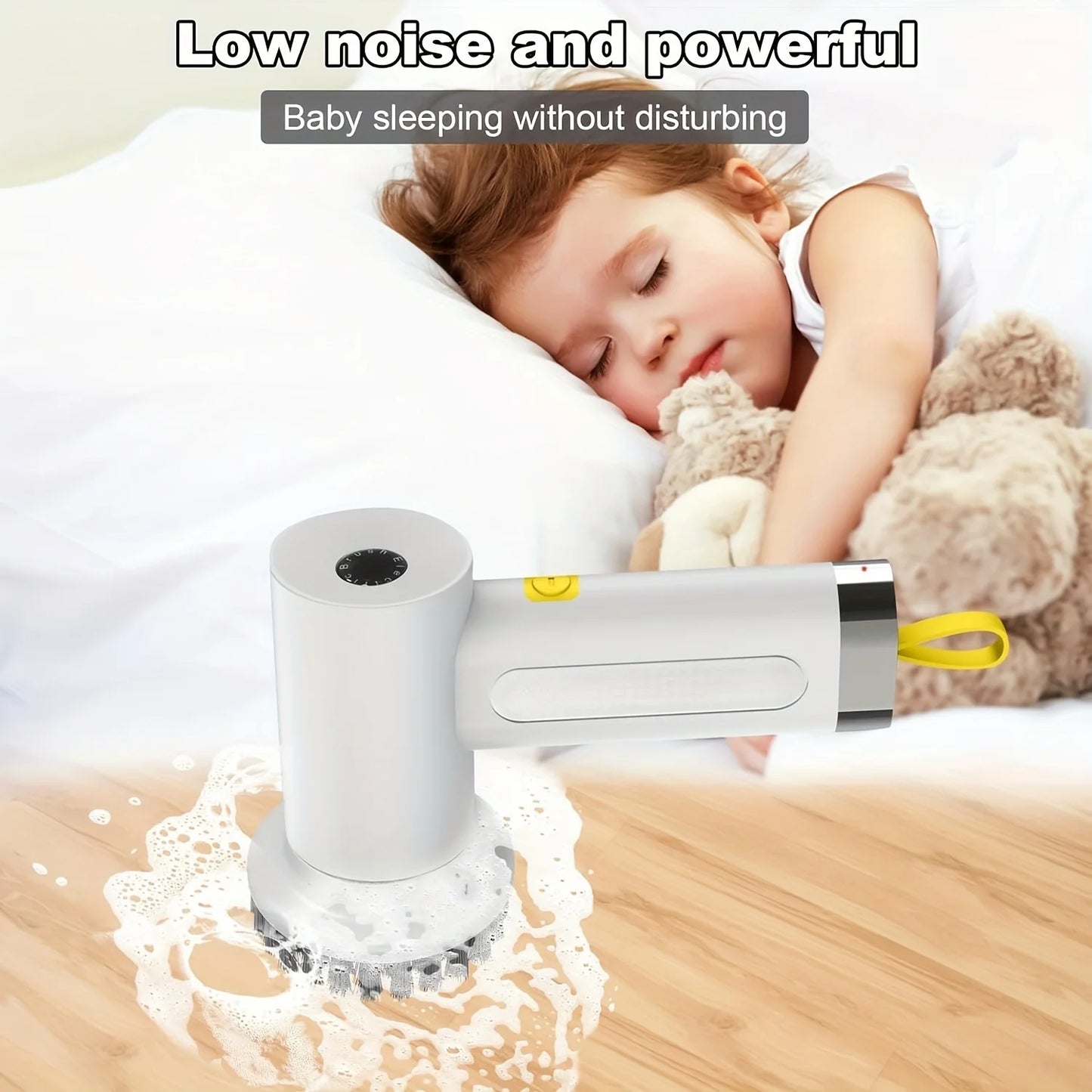 Electric Spin Scrubber, Cordless Shower Scrubber with Battery Level Display, 2 Speeds Electric Scrubber for Cleaning with 5 Repl