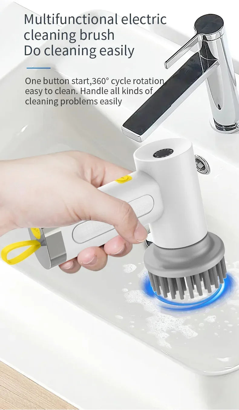 4 in 1 Electric Cleaning Brush Kitchen Cleaning Brush USB Rechargeable Handheld Electric Rotary Scrubber Household Cleaning Tool