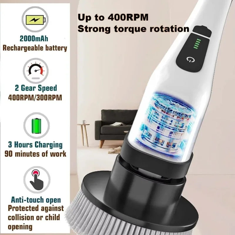 Cordless Electric Spin Cleaner Brush for Stubborn Stains and Mold Removal in Bathroom Kitchen Household