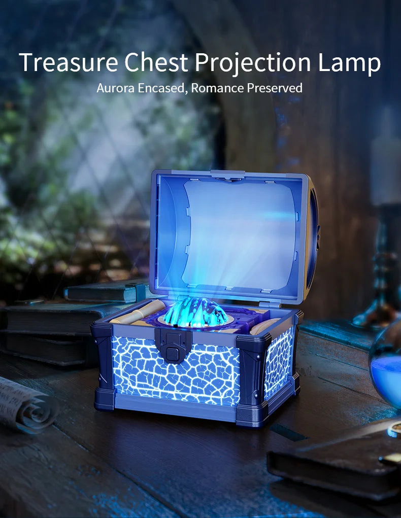 Treasure Chest Projector Night Light Bluetooth Speaker Galaxy Aurora Projection Lamp Ambient Northern Light For Room Decoration