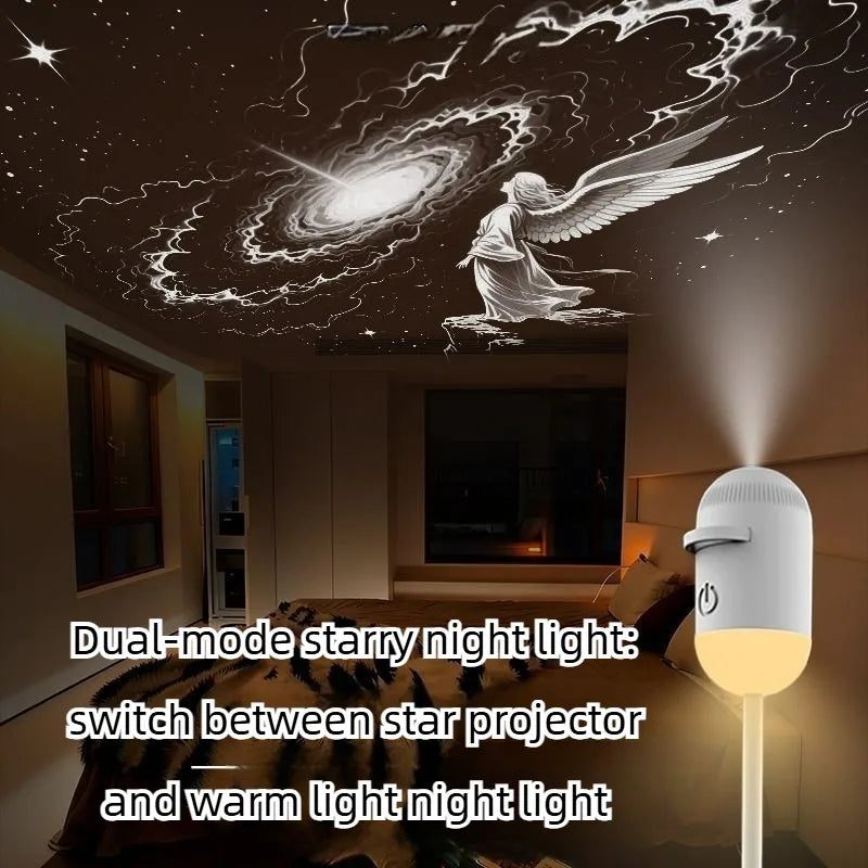 2-in-1 Mini Galaxy Star Projector Night Light – Starry Sky Ambient Lamp for Bedroom Sleep & Decoration