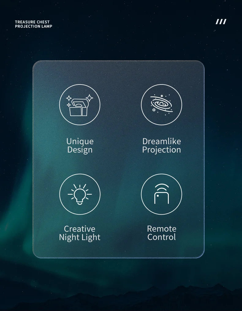 Treasure Chest Projector Night Light Bluetooth Speaker Galaxy Aurora Projection Lamp Ambient Northern Light For Room Decoration