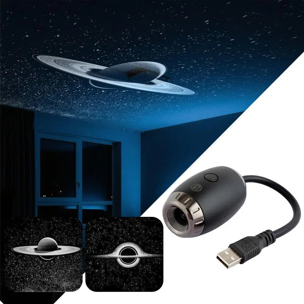 Night Sky Projection Lamp USB HD Galaxy Star Car Bedroom LED Atmosphere Light Bullet Head Cool White Dimmable 3 Modes Plug Play