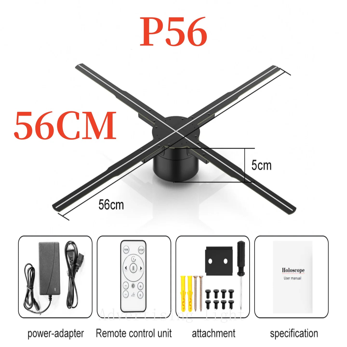 42-56cm 3D Holographic Projection Wifi Led Logo Holographic Light Player 3D Fan Holographic Advertising Lights