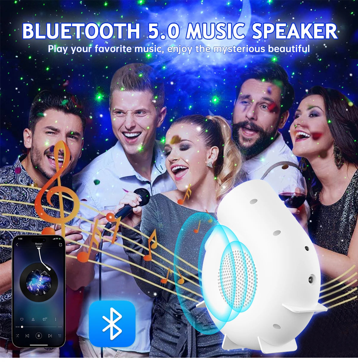 Star Projector Galaxy Projector Night Light Projector for Kids Built in Bluetooth Music Speaker Timer Ideal Gift for Christmas