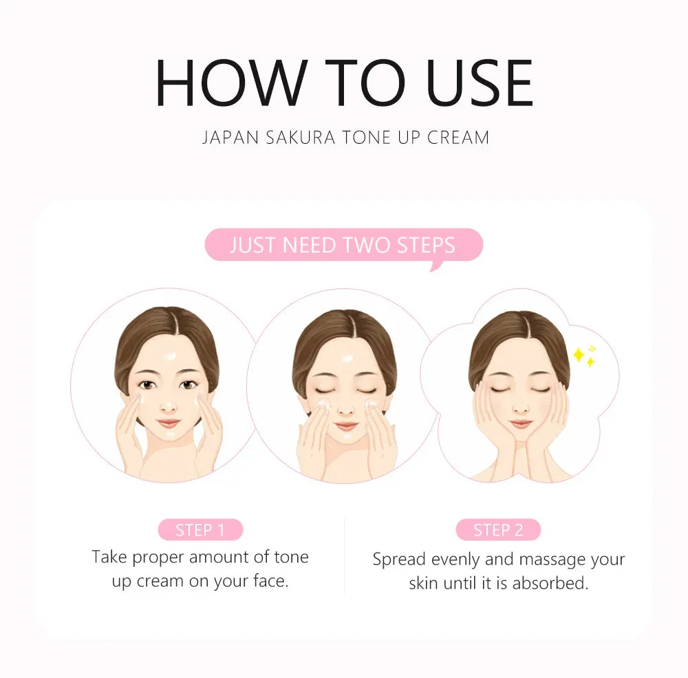 LAIKOU Cherry Blossom Suyan Cream Moisturizing Lazy Face Cream Tone up Brighten Skin Care Products Waterproof Sweatproof 30g