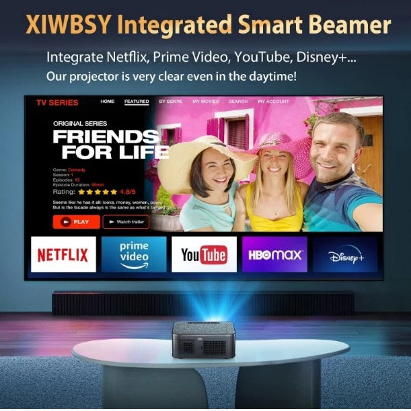 XIWBSY 2025 New T08 Projector 35000Lumens Moive Daylight Projector Android 12.0 Smart Proyector 8K Decode AutoFocus Projector