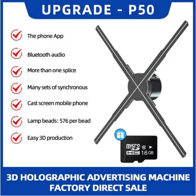 42-56cm 3D Holographic Projection Wifi Led Logo Holographic Light Player 3D Fan Holographic Advertising Lights