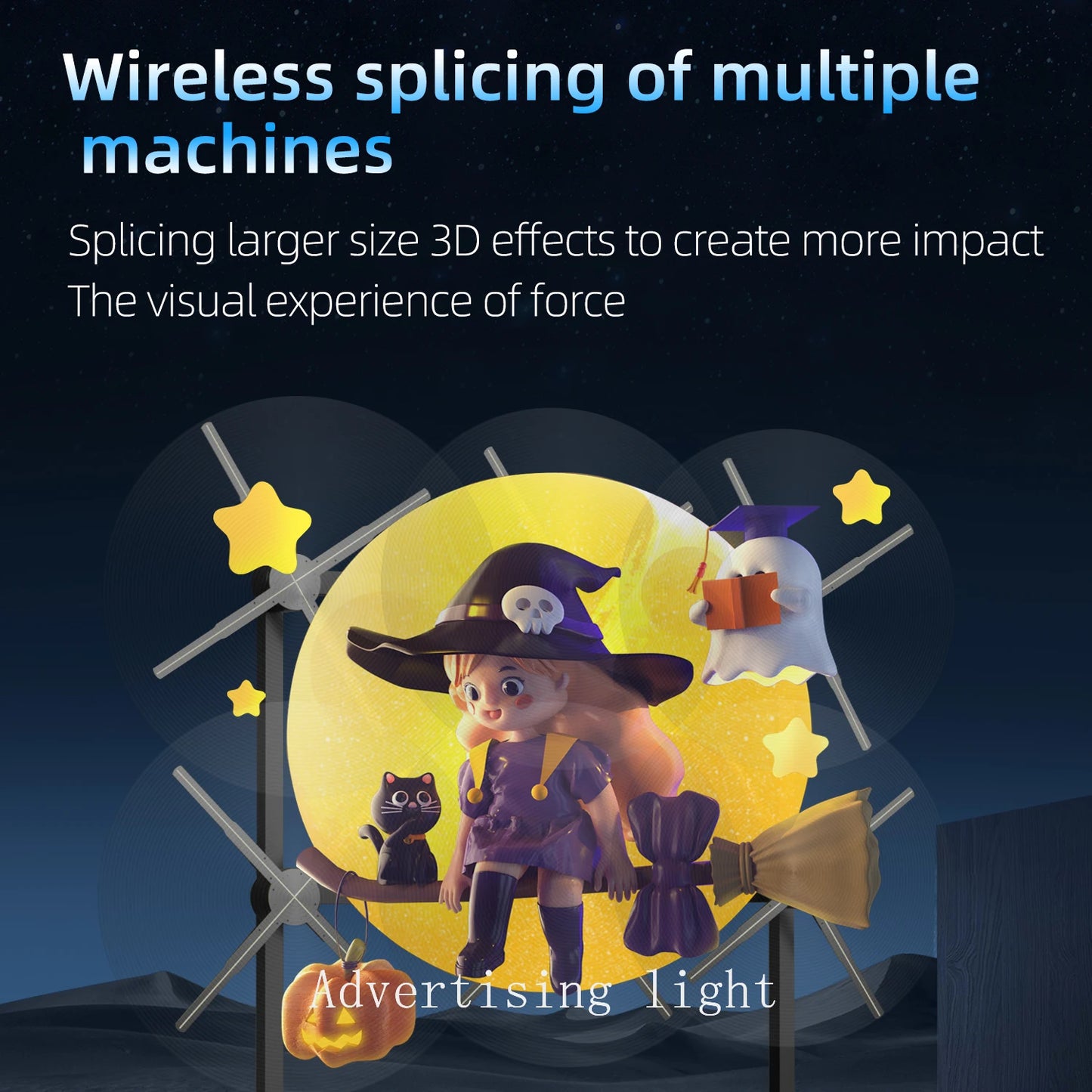 42-56cm 3D Holographic Projection Wifi Led Logo Holographic Light Player 3D Fan Holographic Advertising Lights