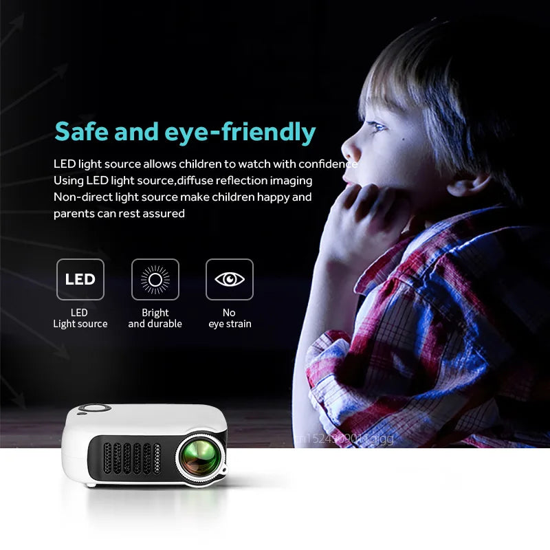 A2000 Mini Projector Portable Home Cinema 3D LED Video Projector 4K 1080P Gaming Laser Beamer with HD Port for Smart TV Box