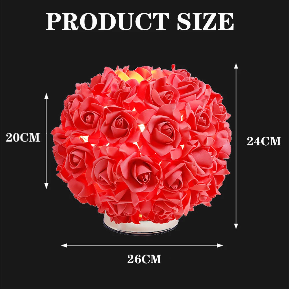 Creative Rose LED Night Light Bulb Pink Red Ambient Light Decoration Table Lamp Desk Light LED Bulb Bedside Night Light