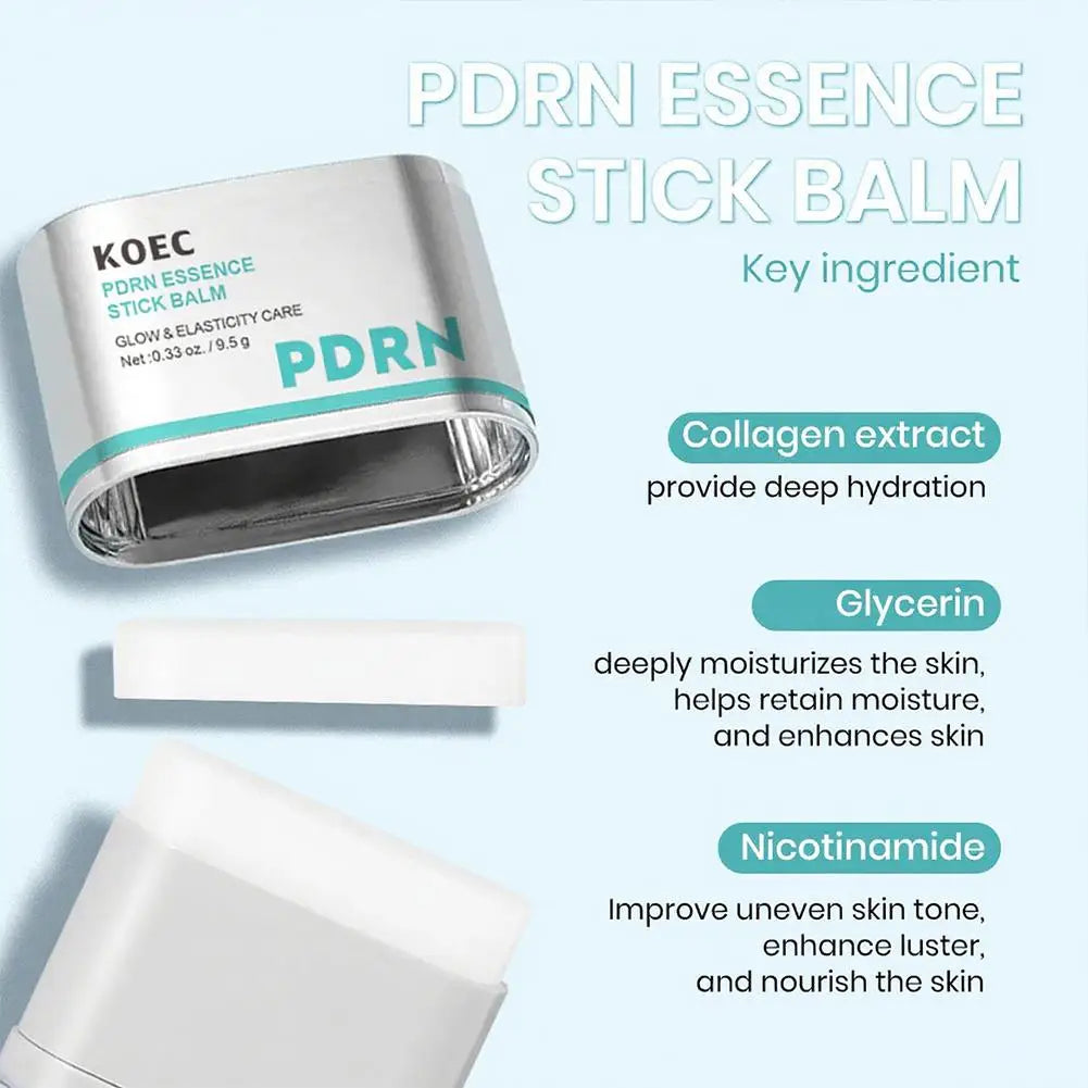 KOEC Portable PDRN Essence Stick Balm Collagen Niacinamide Glycerin, Moisturizing Glowing Firming Anti-Wrinkle Elasticity Boost