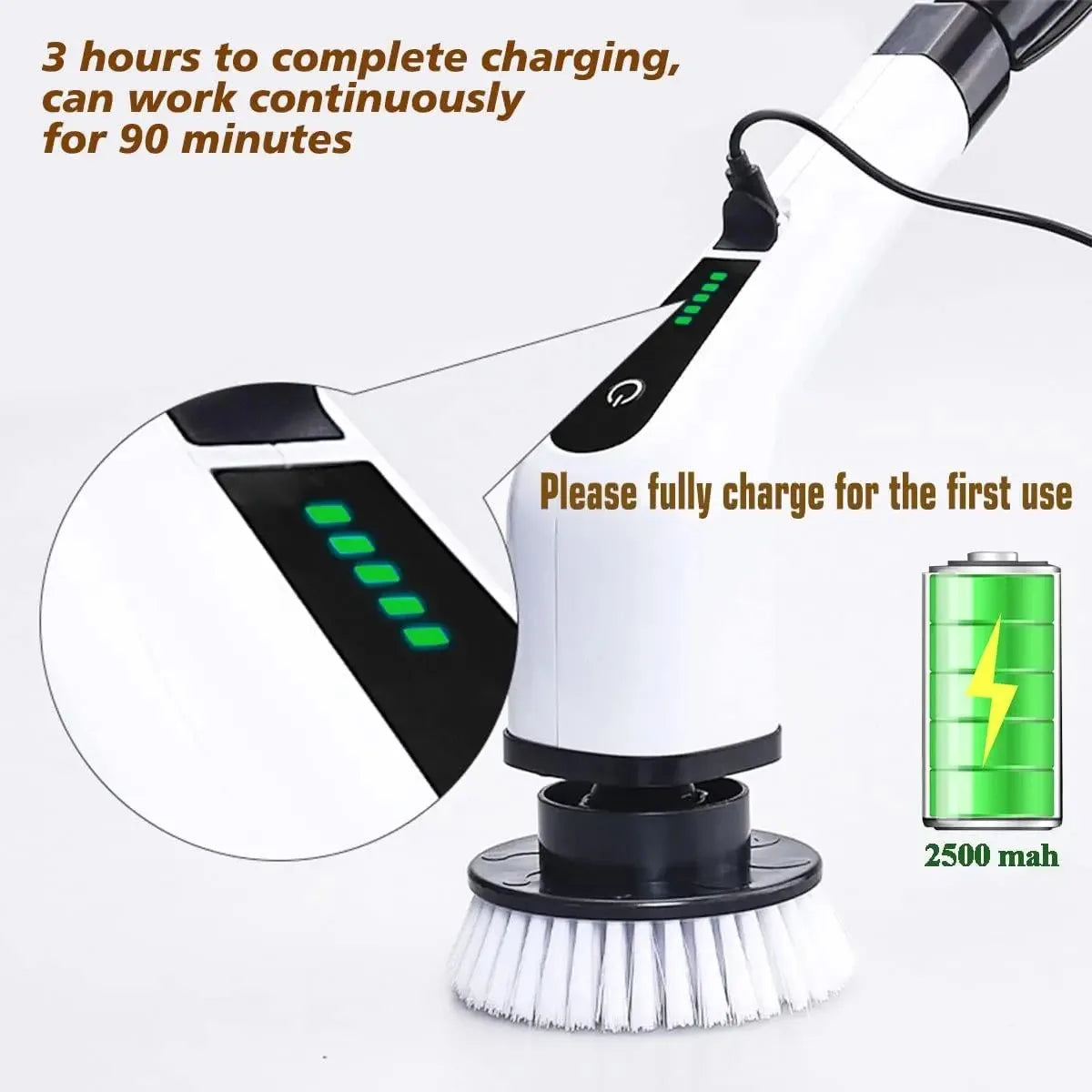 Cordless Electric Spin Cleaner Brush for Stubborn Stains and Mold Removal in Bathroom Kitchen Household