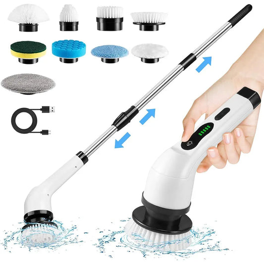 Electric Bathroom Cleaning Brush 9-in-1 Wireless Household Rotation Cleaning Brush for Bathroom Kitchen Toilet Cleaning Scrubber