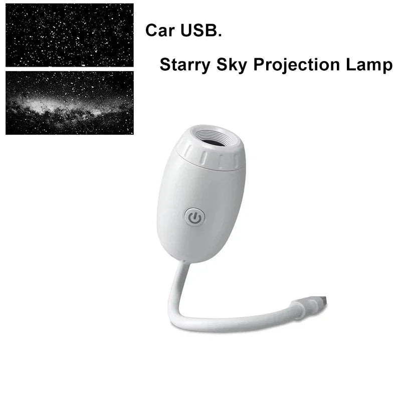 USB Car Atmosphere Projector Light Car Interior Ambient Light LED Starry Star Light Party Decor Romantic Saturn Galaxy Light