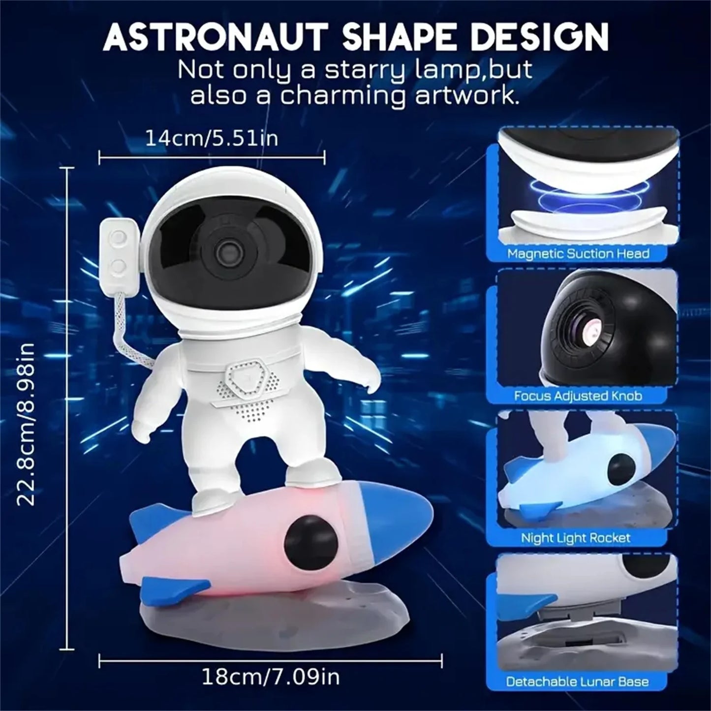 Astronaut Starry Sky Projector Night Light Nebula Ceiling Galaxy LED Lights for Bedroom Playroom Decorative Home Theaters Rooms