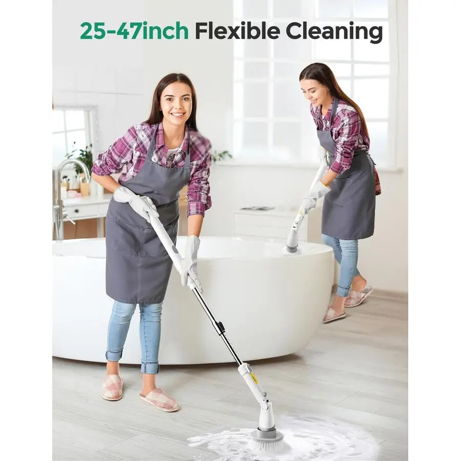 Electric Spin Scrubber Kh8, Upgrade Cordless Shower Scrubber 8 Replacement Head, 1.5H Bathroom Scrubber Dual Speed, Shower Clean