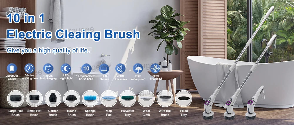 Electric Cleaning Brush Household Bathroom Cleaning Brush Multifunctional Rotary Cleaning Brush for Bathroom Toilet Cleaning