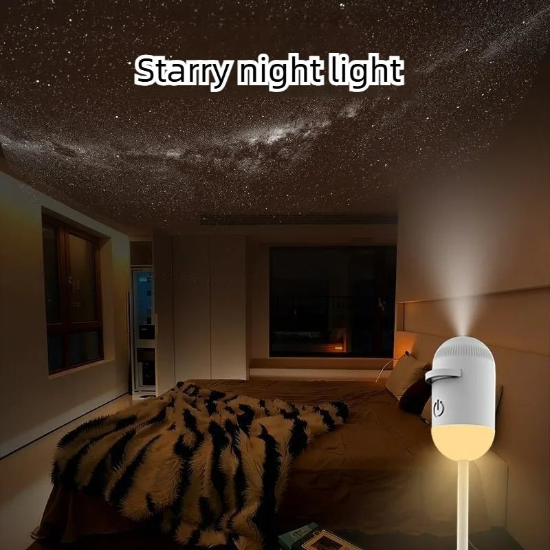 2-in-1 Mini Galaxy Star Projector Night Light – Starry Sky Ambient Lamp for Bedroom Sleep & Decoration