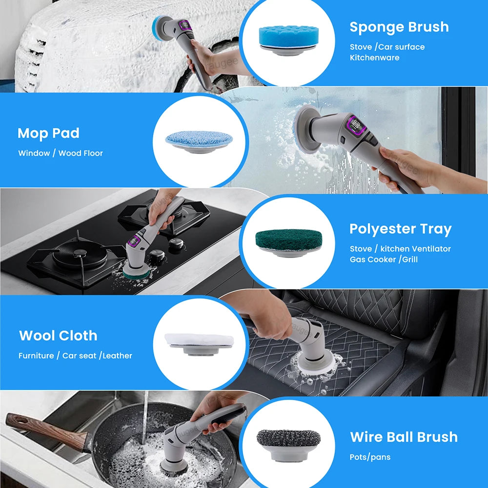 Electric Cleaning Brush Household Bathroom Cleaning Brush Multifunctional Rotary Cleaning Brush for Bathroom Toilet Cleaning