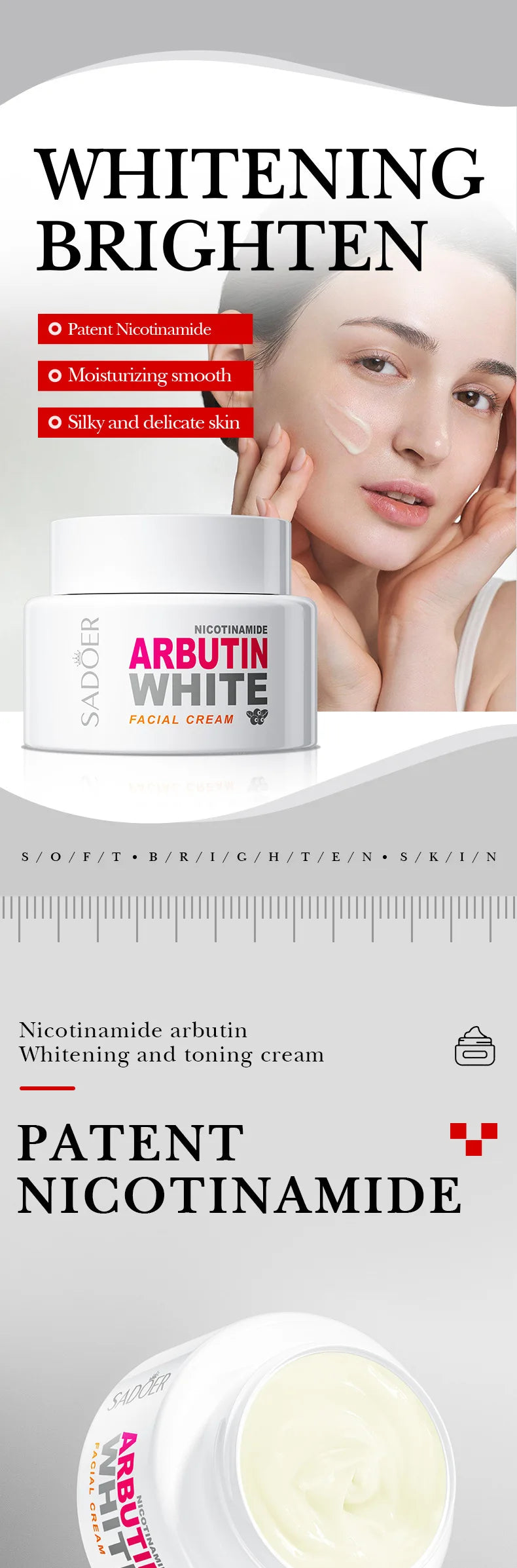 Face Care Nicotinamide Arbutin Whitening Cream Lightening Stain Whiten Cream Fade Dark Spot Face Cream Korean Skin Care Products
