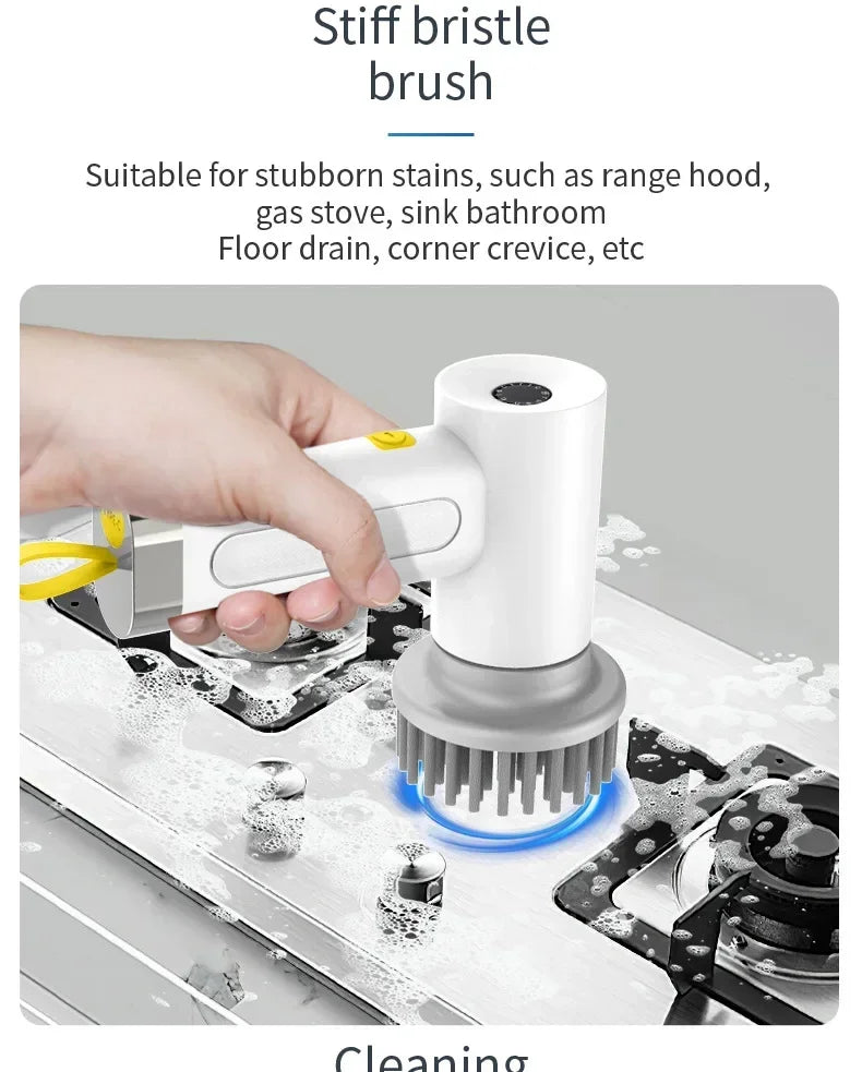 4 in 1 Electric Cleaning Brush Kitchen Cleaning Brush USB Rechargeable Handheld Electric Rotary Scrubber Household Cleaning Tool