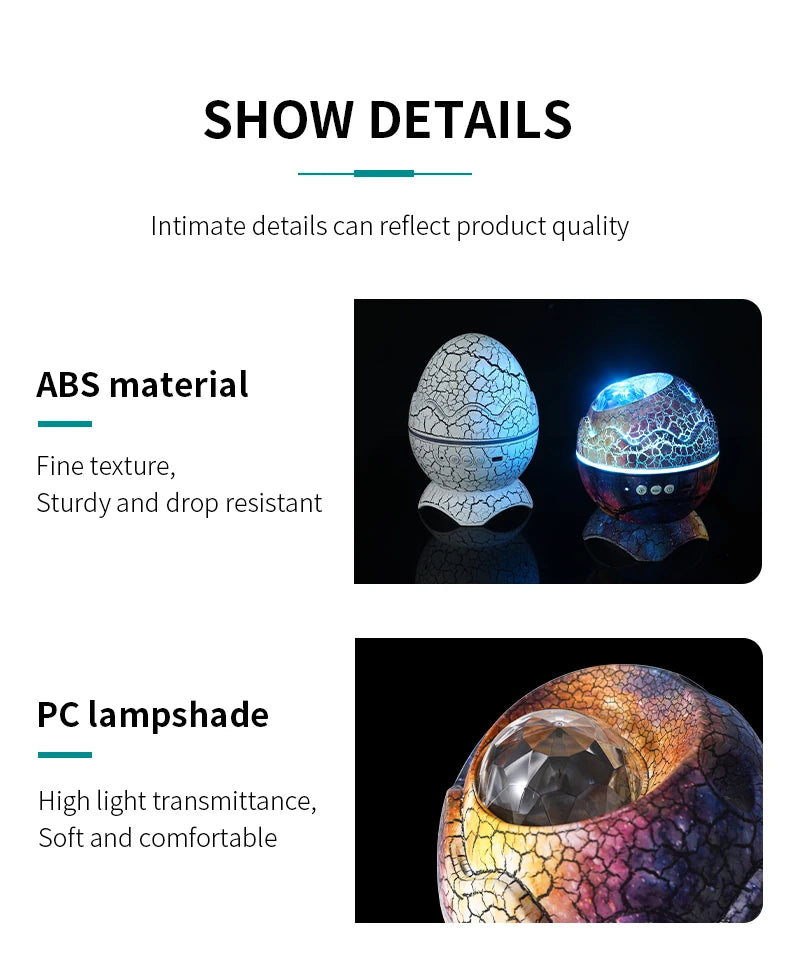 Galaxy Projector Dinosaur Egg Star Galaxy Light Projector Bluetooth Speaker Night Light White Noise Timer Remote Control Decor