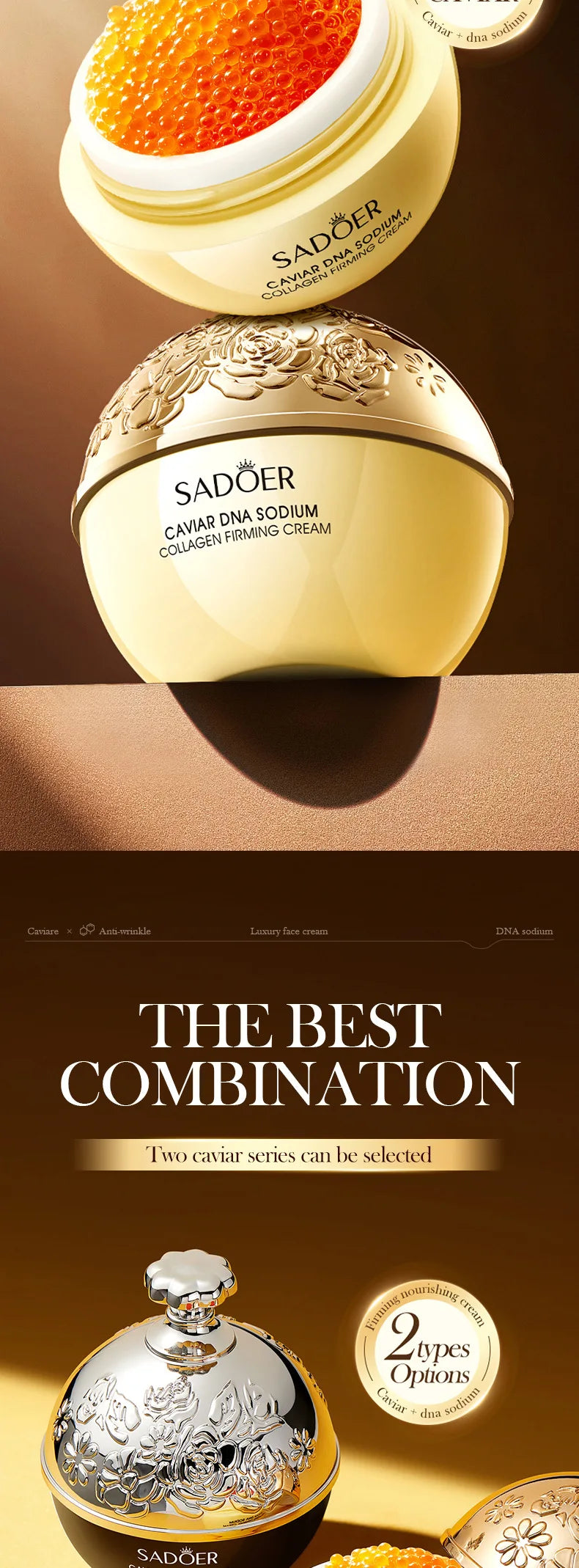Face Cream Collagen Pearl Firming Lift Fade Fine Lines Caviar Moisturizing Smooth Brighten Korean Skin Care Product