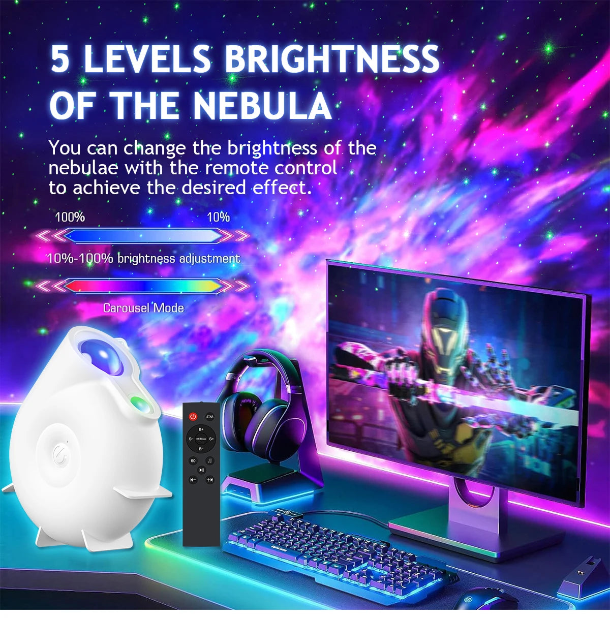Star Projector Galaxy Projector Night Light Projector for Kids Built in Bluetooth Music Speaker Timer Ideal Gift for Christmas